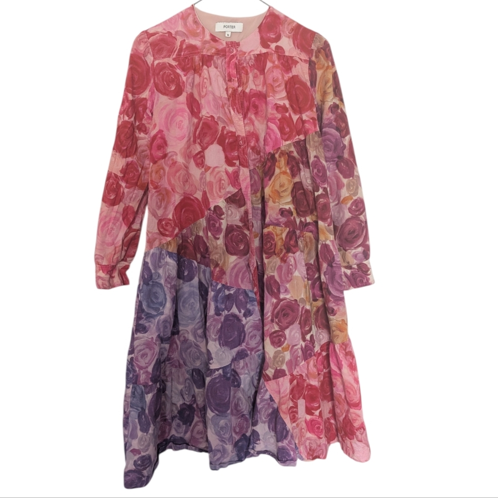 Pink & Purple Floral Tiered Kids Dress